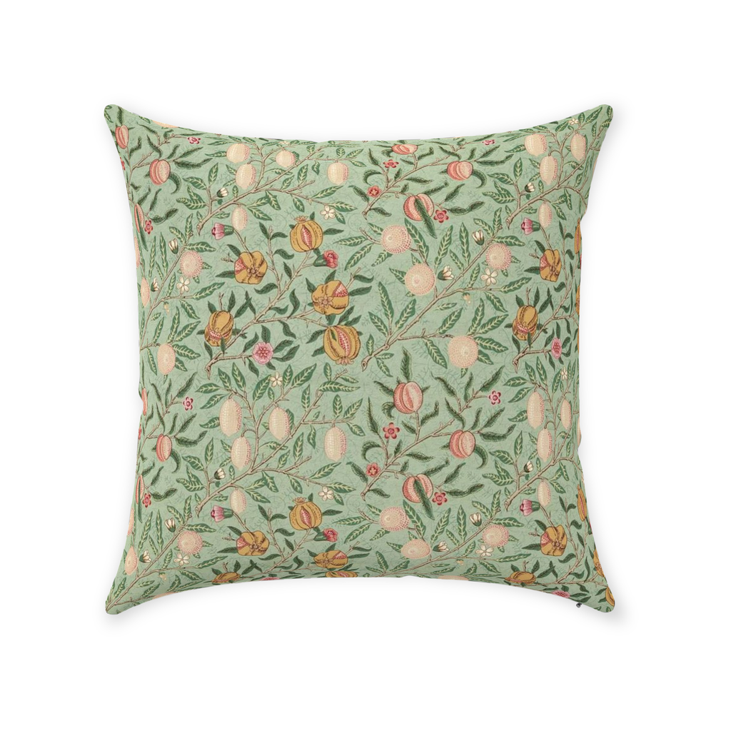 Fruit Cotton Throw Pillows William Morris Sage Green