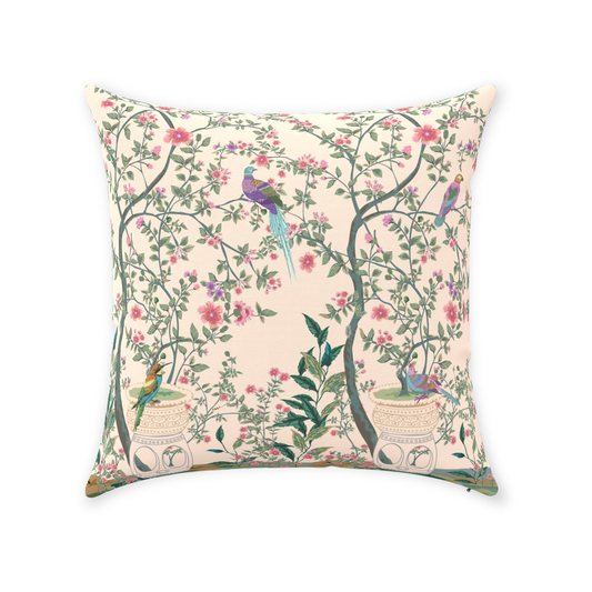 Chinoiserie Cotton Pillows Peach Blush Garden