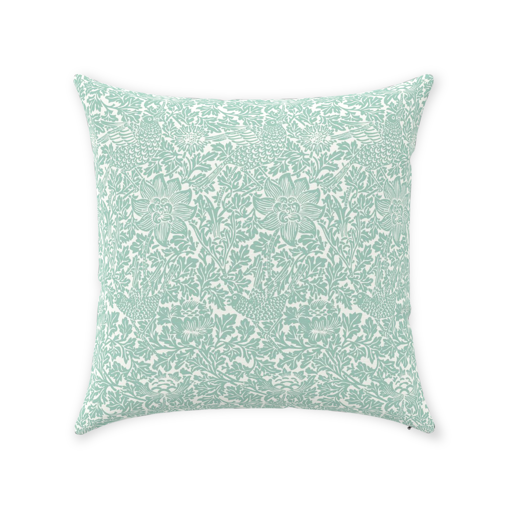 William Morris Cotton Pillows Mint Aqua Bird & Anemone