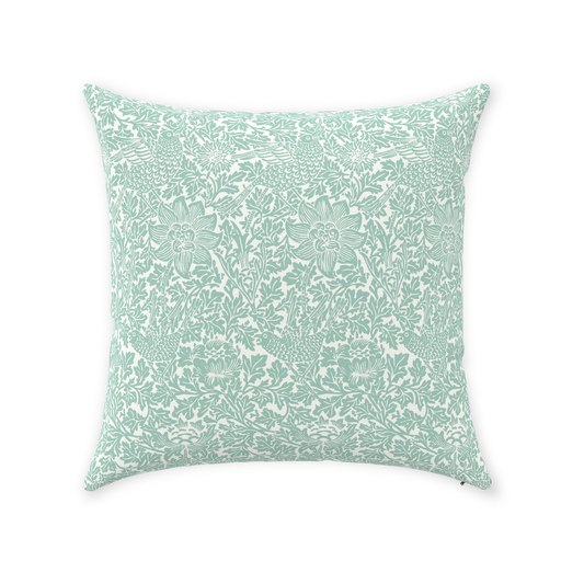 William Morris Cotton Pillows Mint Aqua Bird & Anemone
