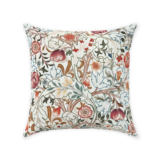 Acanthus Portiere Cotton Throw Pillows William Morris Ivory Rose