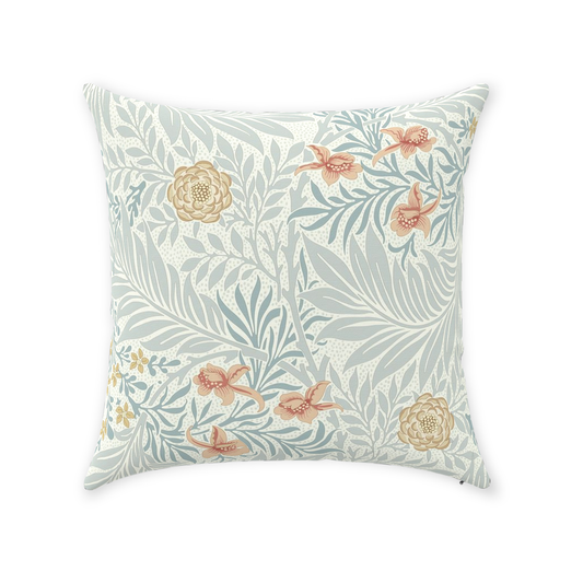 William Morris Cotton Pillows Blue Peach Larkspur