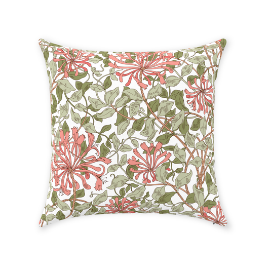 Honeysuckle Cotton Throw Pillows William Morris Pink Green