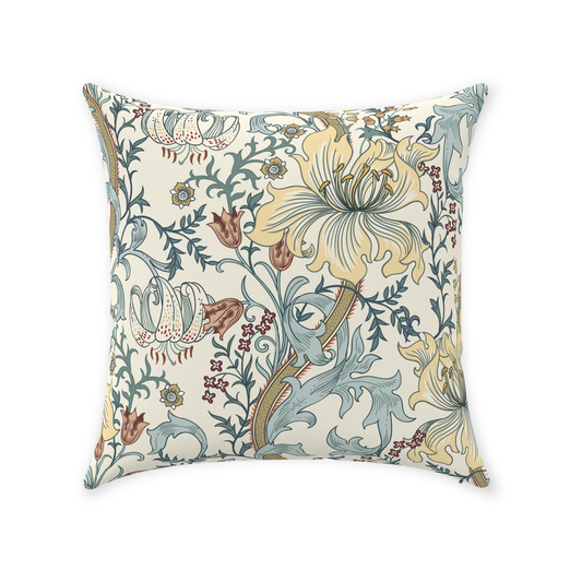 William Morris Cotton Pillows Enchanted Golden Lily Blue