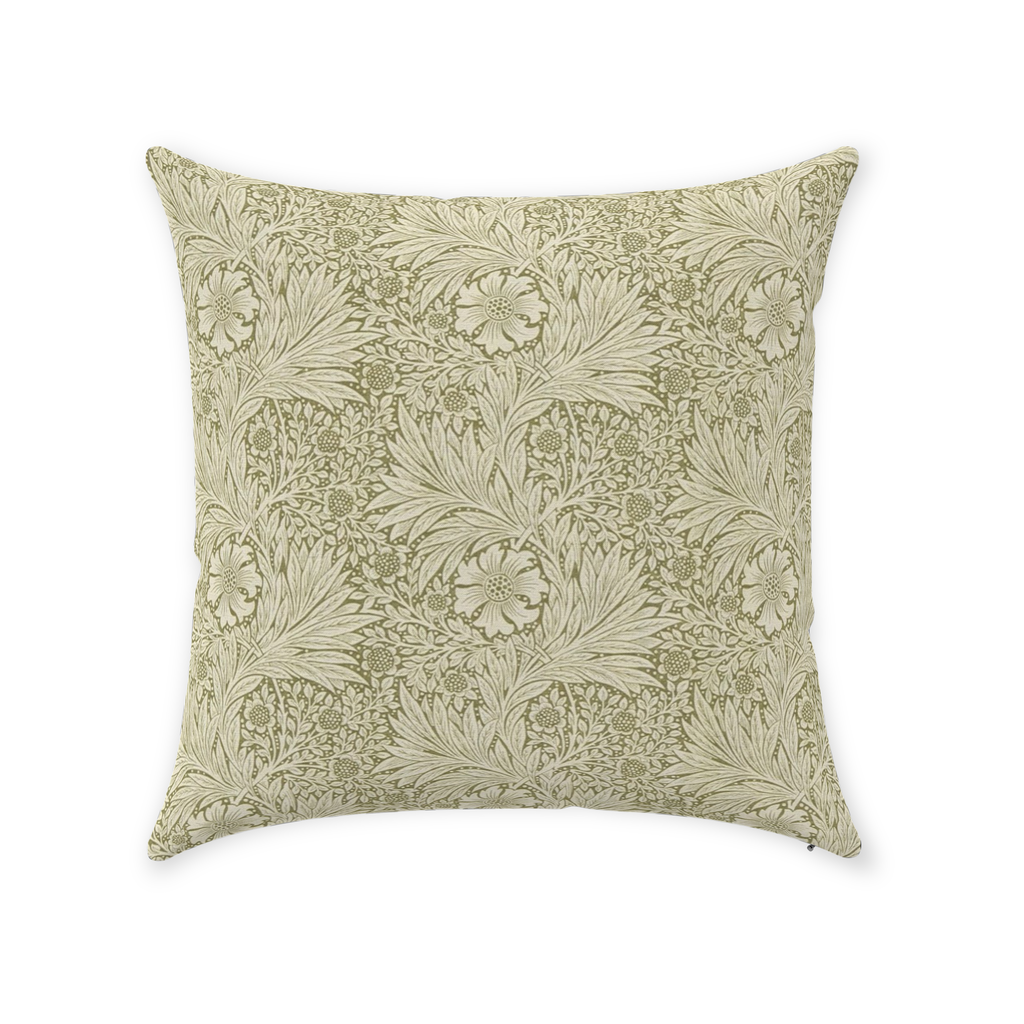 Marigold Cotton Pillow William Morris Olive Linen