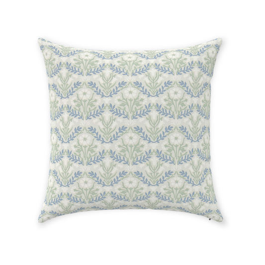 Bellflower Cotton Throw Pillows William Morris Grey Fennel Blue