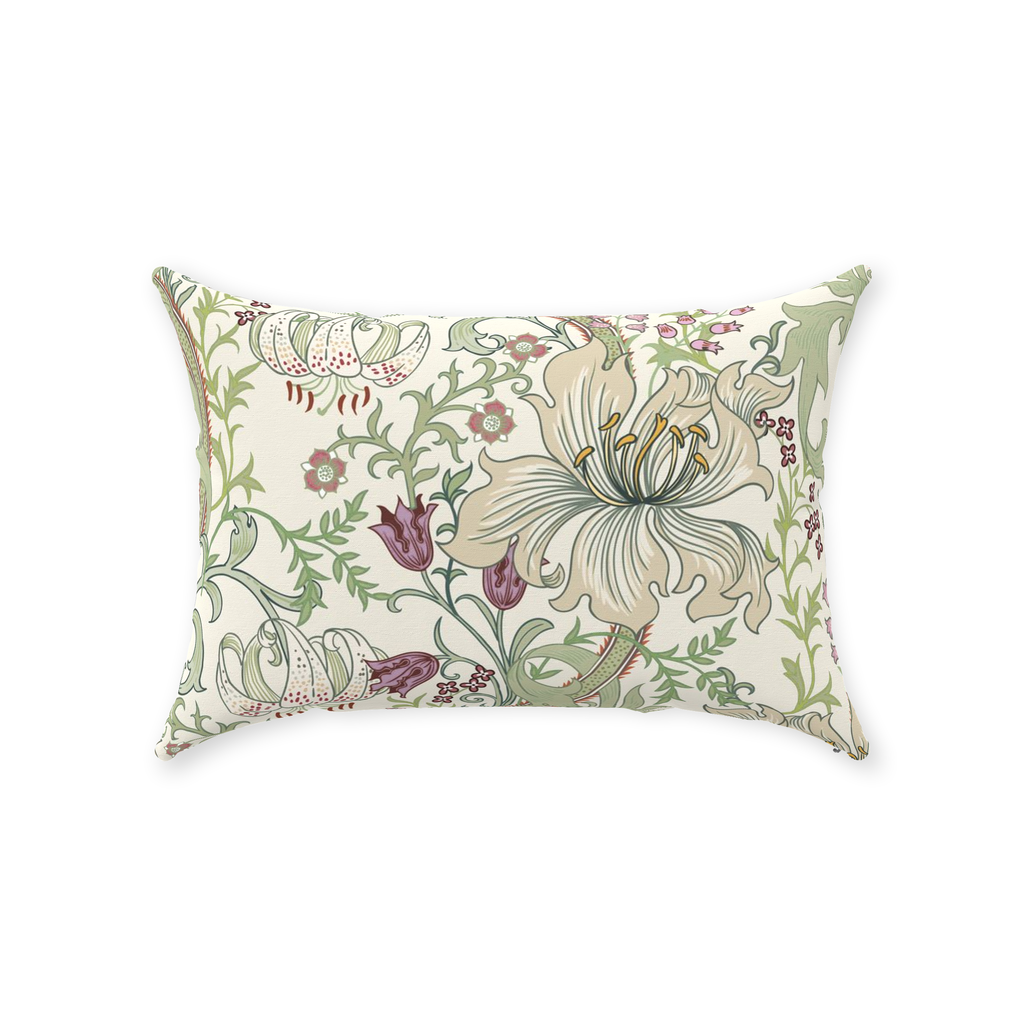 William Morris Cotton Pillows Enchanted Golden Lily Dusty Plum