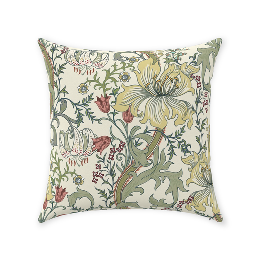 William Morris Cotton Pillows Enchanted Golden Lily Green