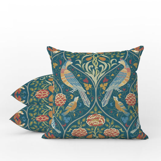 Seasons by May Outdoor Pillow William Morris Indigo Blue