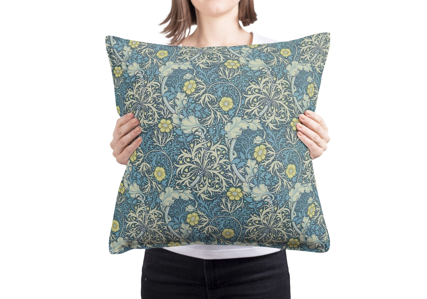 Seaweed Outdoor Pillows William Morris Ink Woad Blue