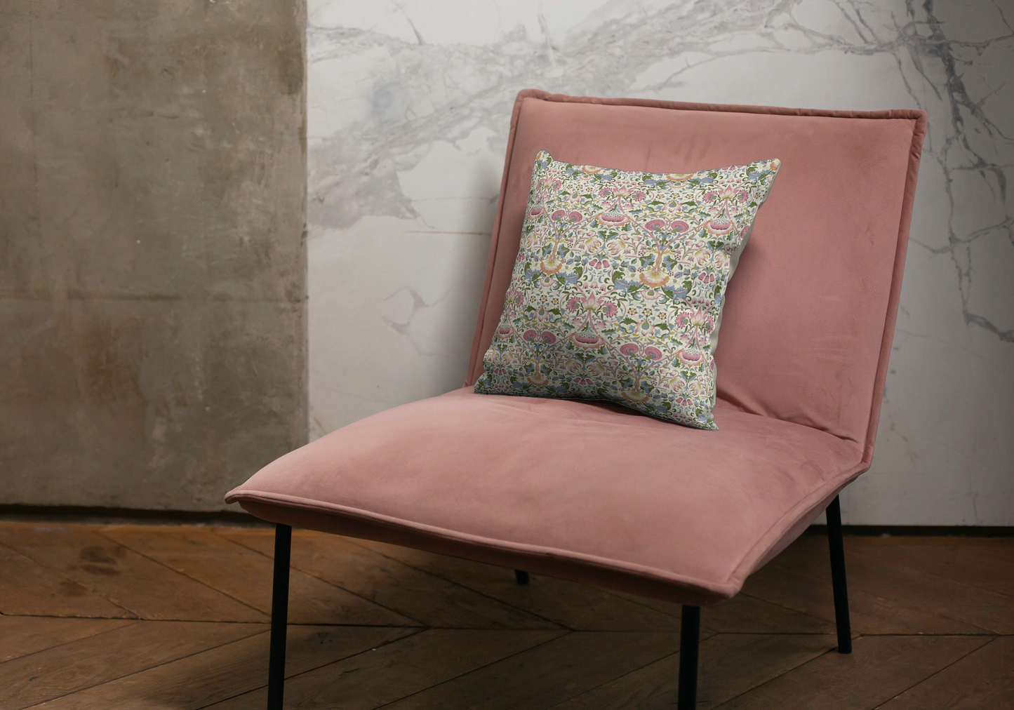 Lodden Outdoor Pillows William Morris Pink Blush Woad