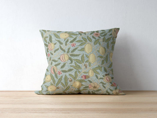 Pomegranate Fruit Outdoor Pillows William Morris Blue Slate Thyme