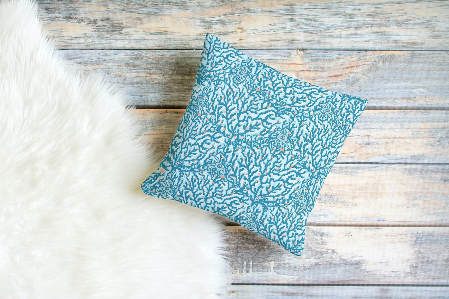 Azure Coral Outdoor Pillows Turquoise