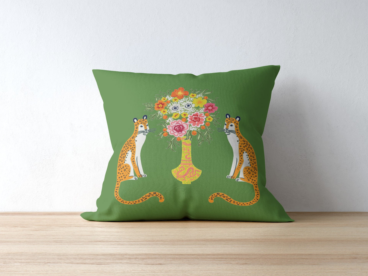Asiatic Outdoor Pillows Chinoiserie Green Chinese Cheetah