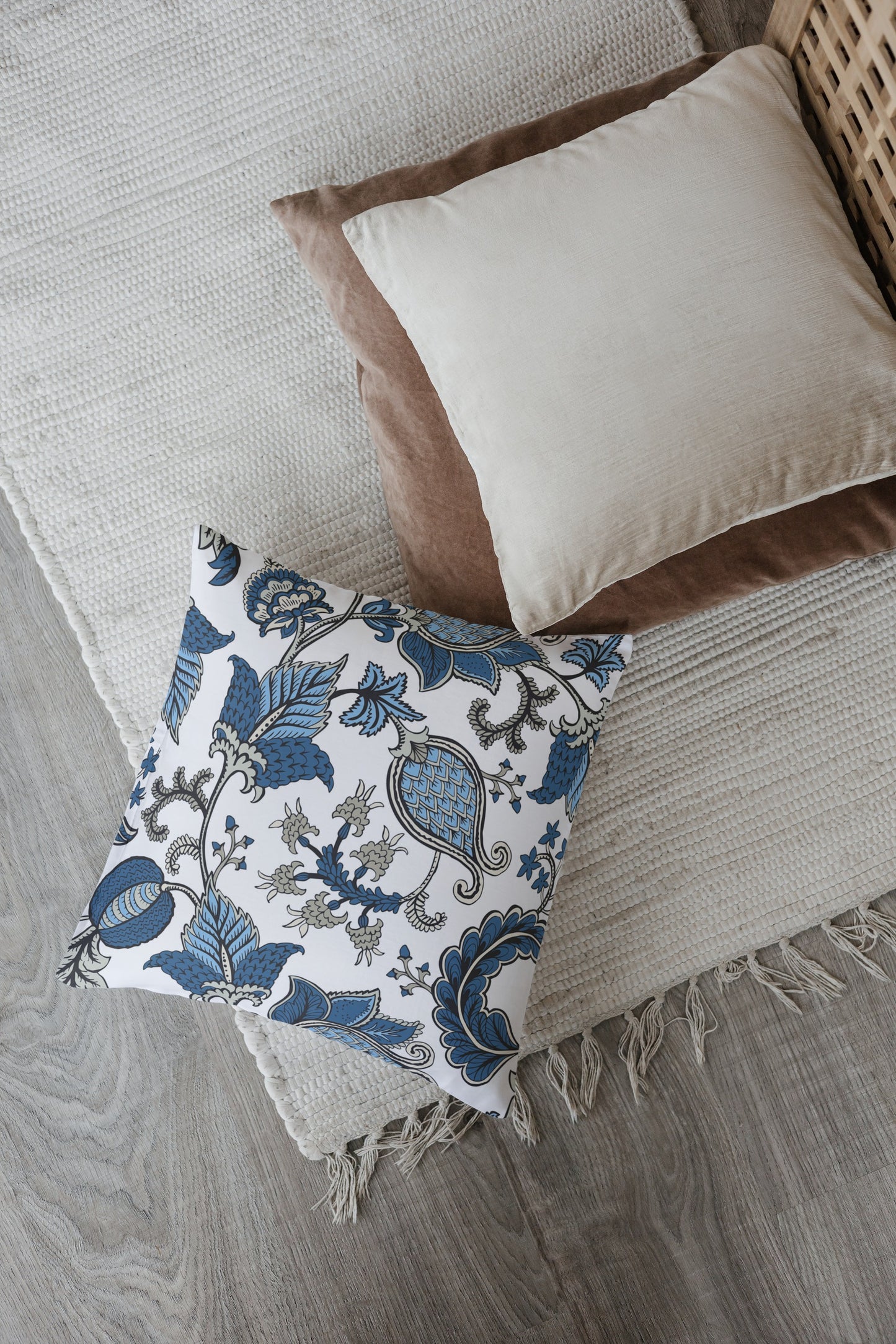 Hamptons Outdoor Pillows Blue, Grey & White