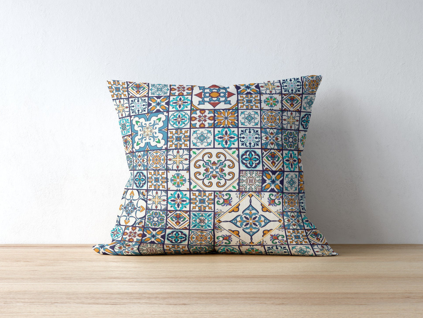 Castelo Outdoor Pillows Multicolor Blue Tile