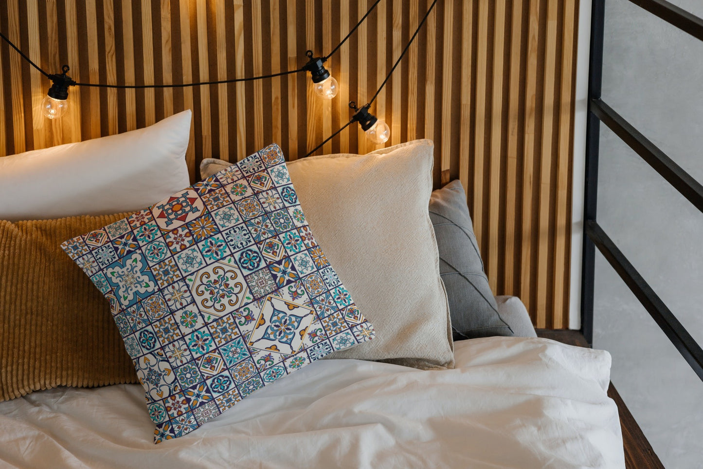 Castelo Outdoor Pillows Multicolor Blue Tile