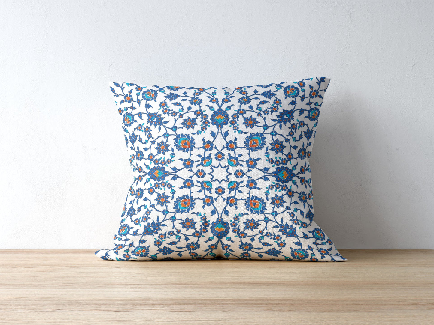 Izmir Ottoman Outdoor Pillows Cobalt Blue Red & White