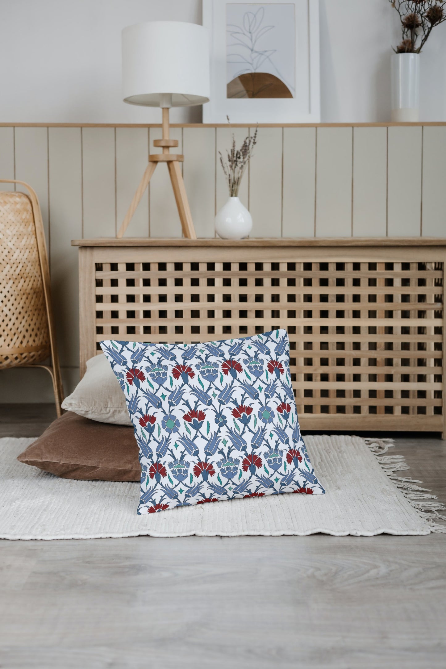 Uskudar Ottoman Outdoor Pillows Blue, Red & White
