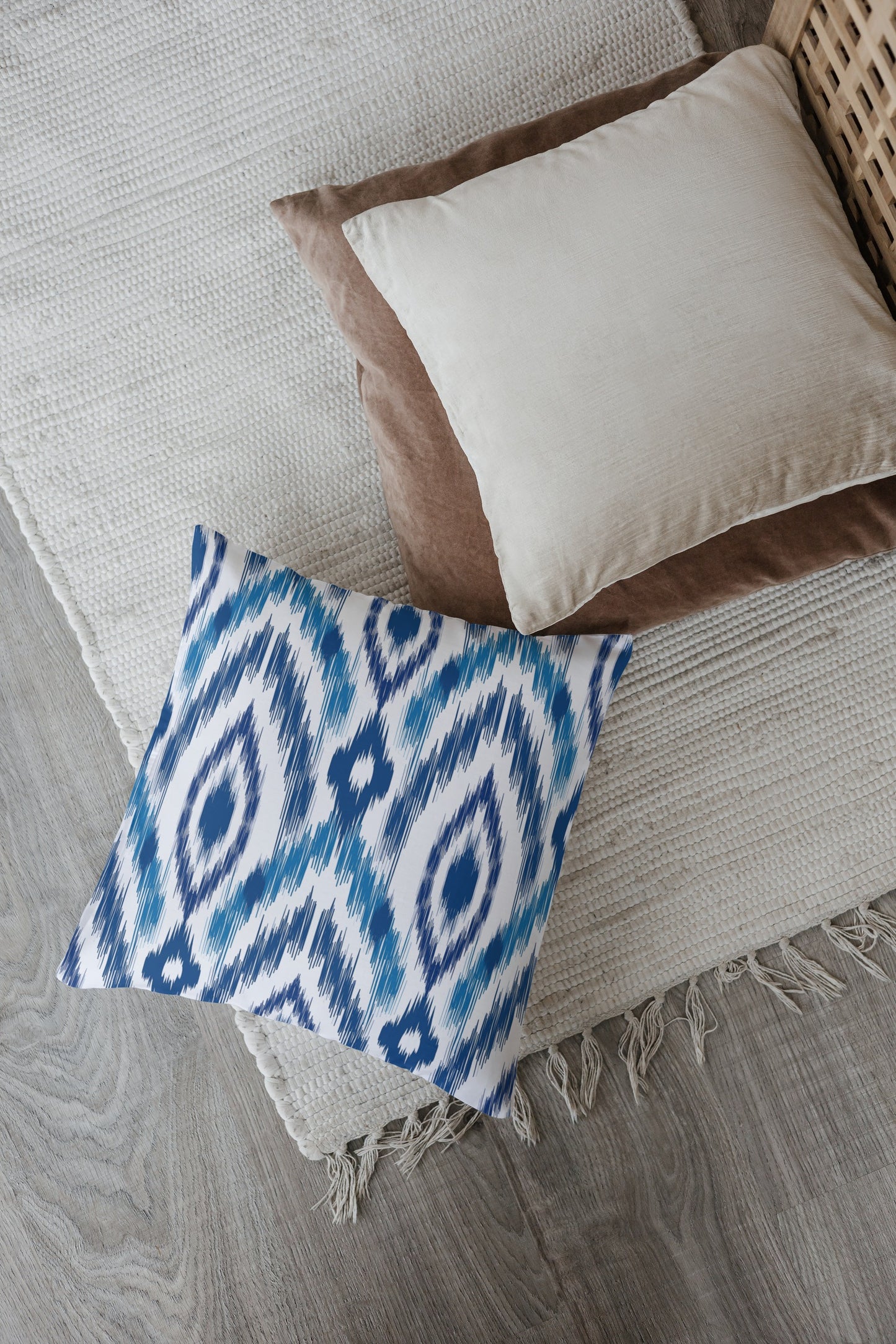 Hierro Outdoor Pillows Aqua Blue & White