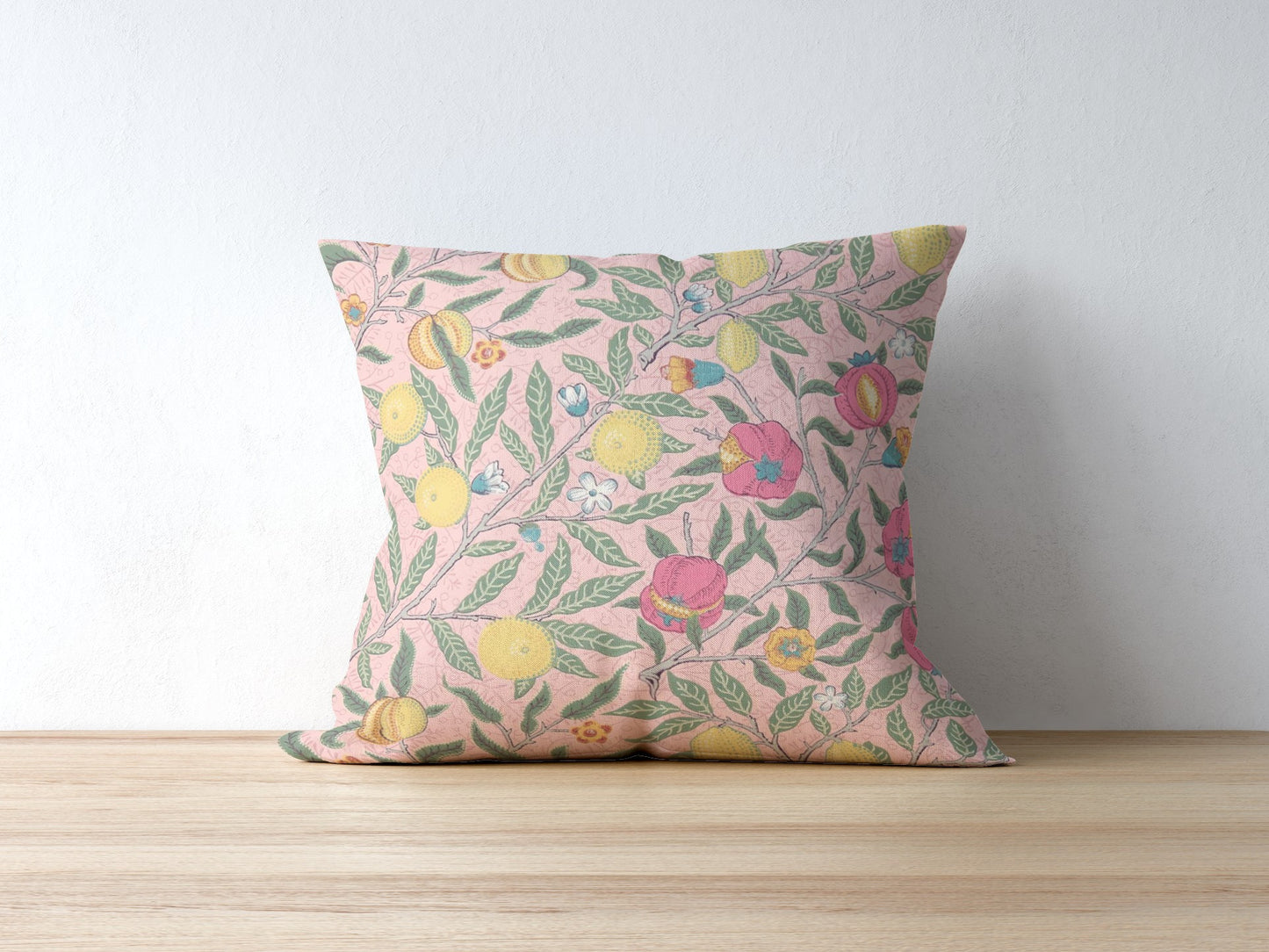 Fruit Outdoor Pillow William Morris Pastel Pink