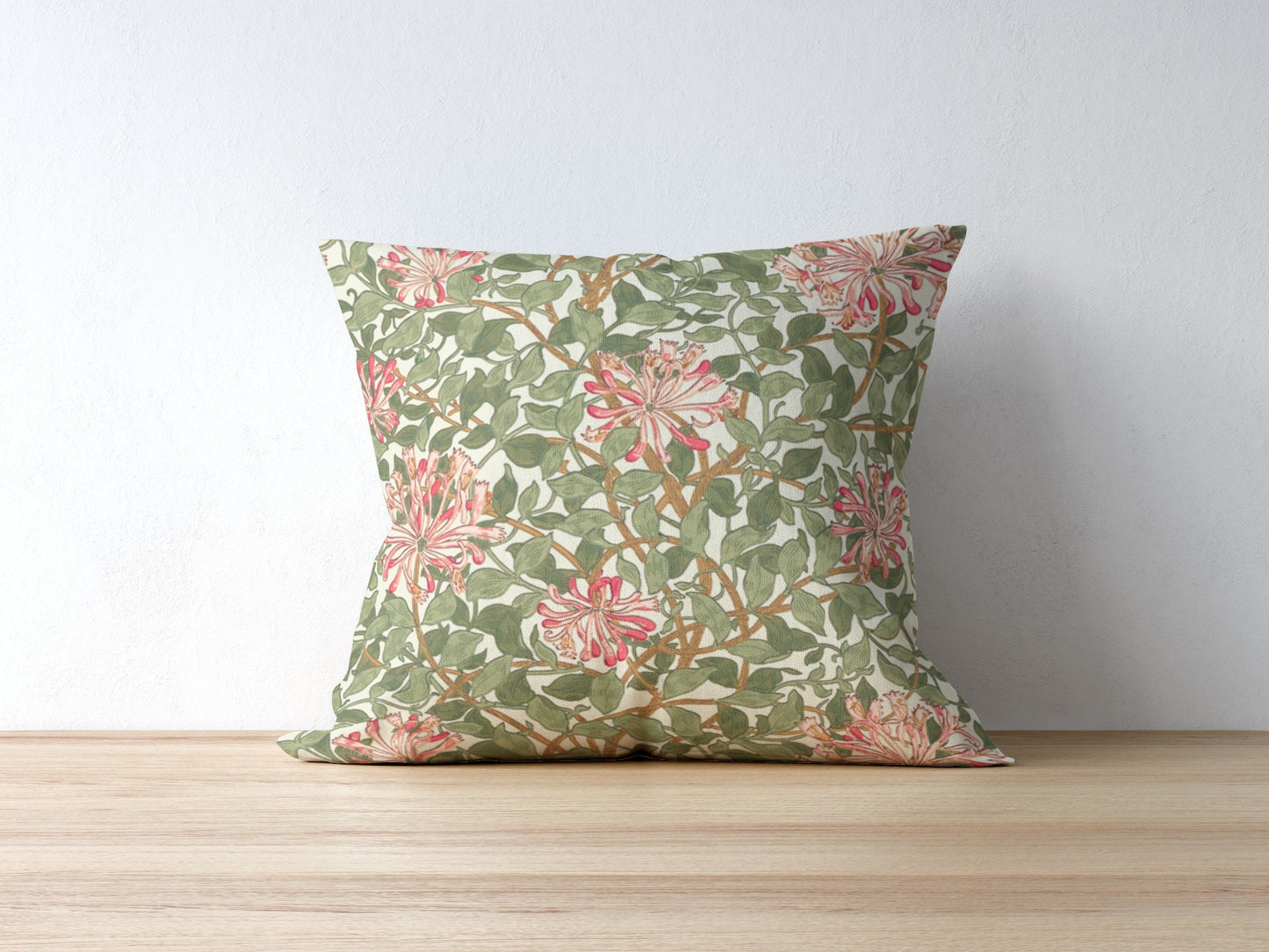 Honeysuckle Outdoor Pillow William Morris Pink & Green