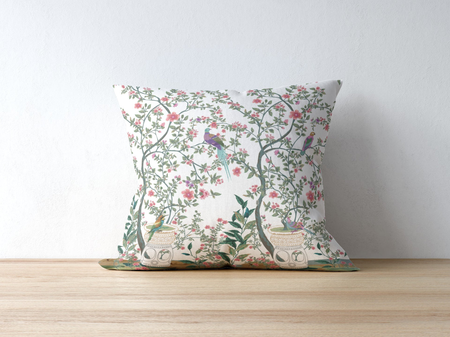 Chinoiserie Outdoor Pillows Pink & White