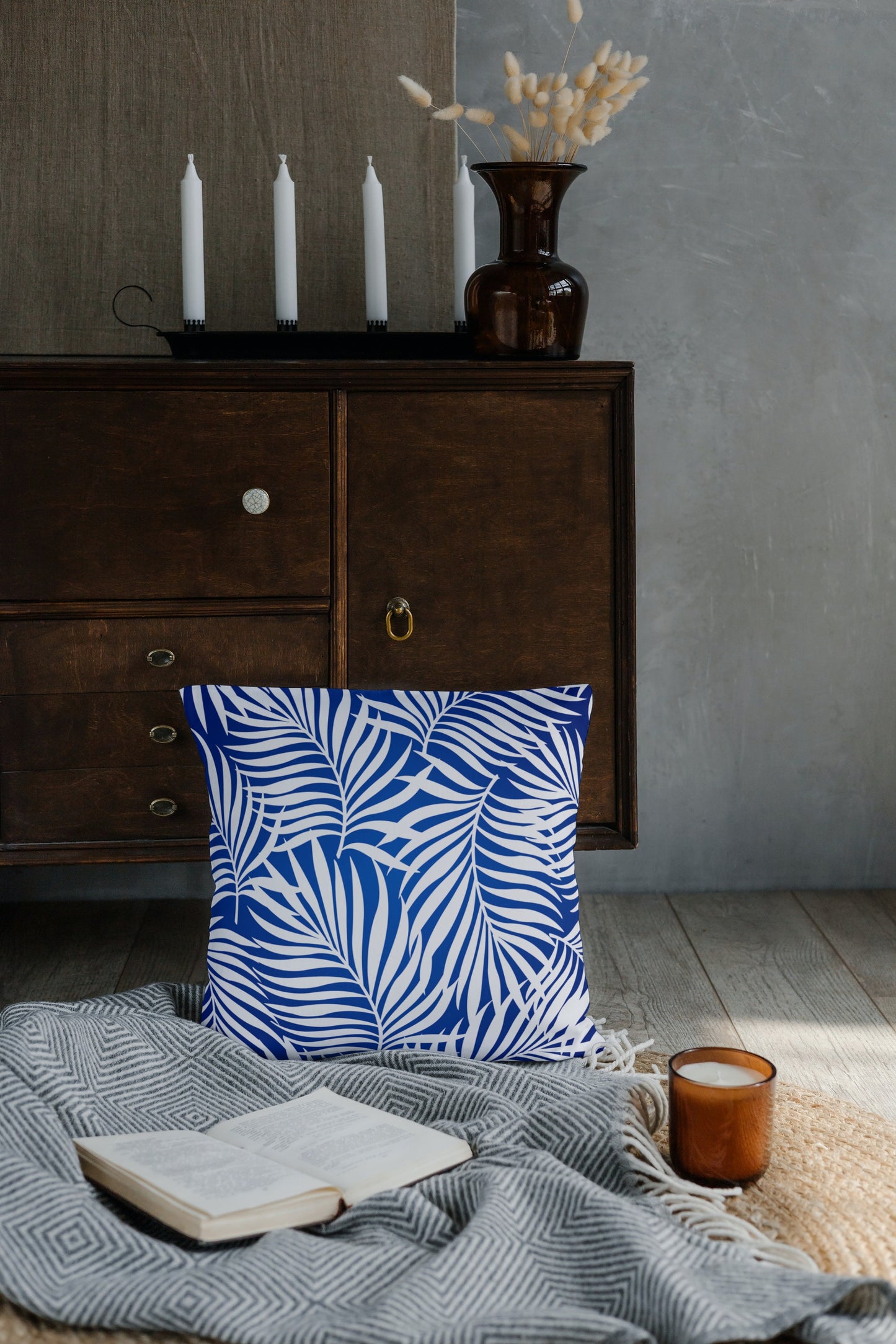 Mustique Outdoor Pillows Blue & White