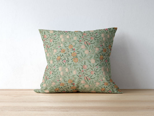 Fruit Cotton Throw Pillows William Morris Sage Green