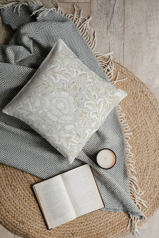 Severn Cotton Throw Pillows William Morris Dove Grey