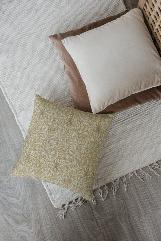 Snakeshead Cotton Throw Pillows William Morris Gold Linen