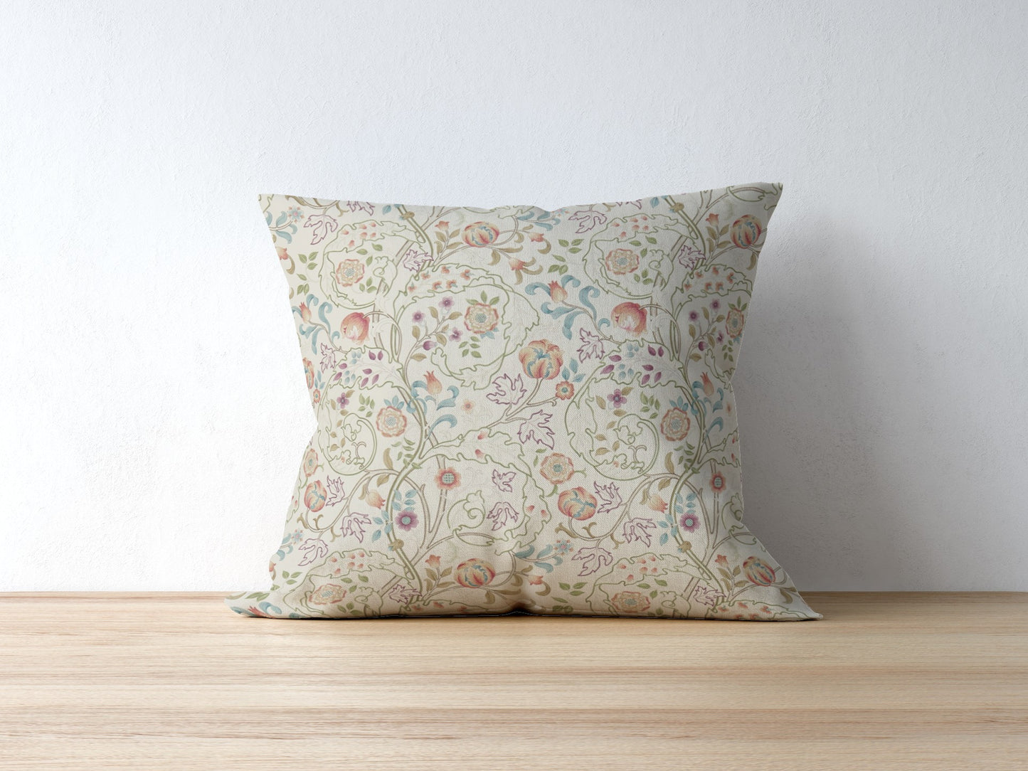 Mary Isobel Cotton Throw Pillows William Morris Pink Rose Artichoke