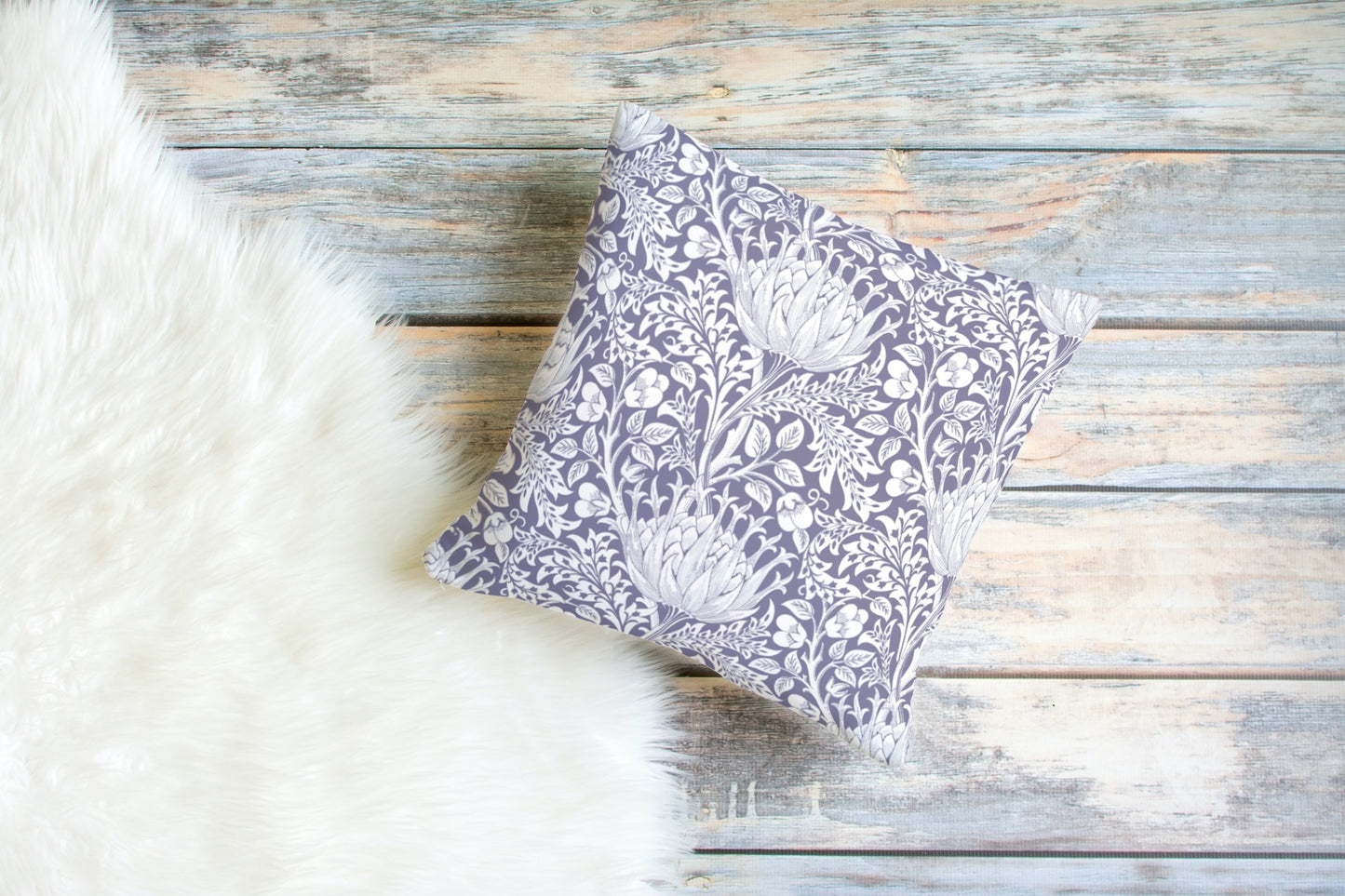 Artichoke Cotton Throw Pillows William Morris Heather Purple