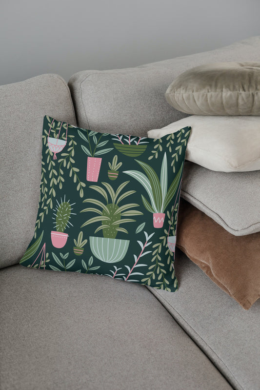 Succulent Houseplants Outdoor Pillows Green & Pink