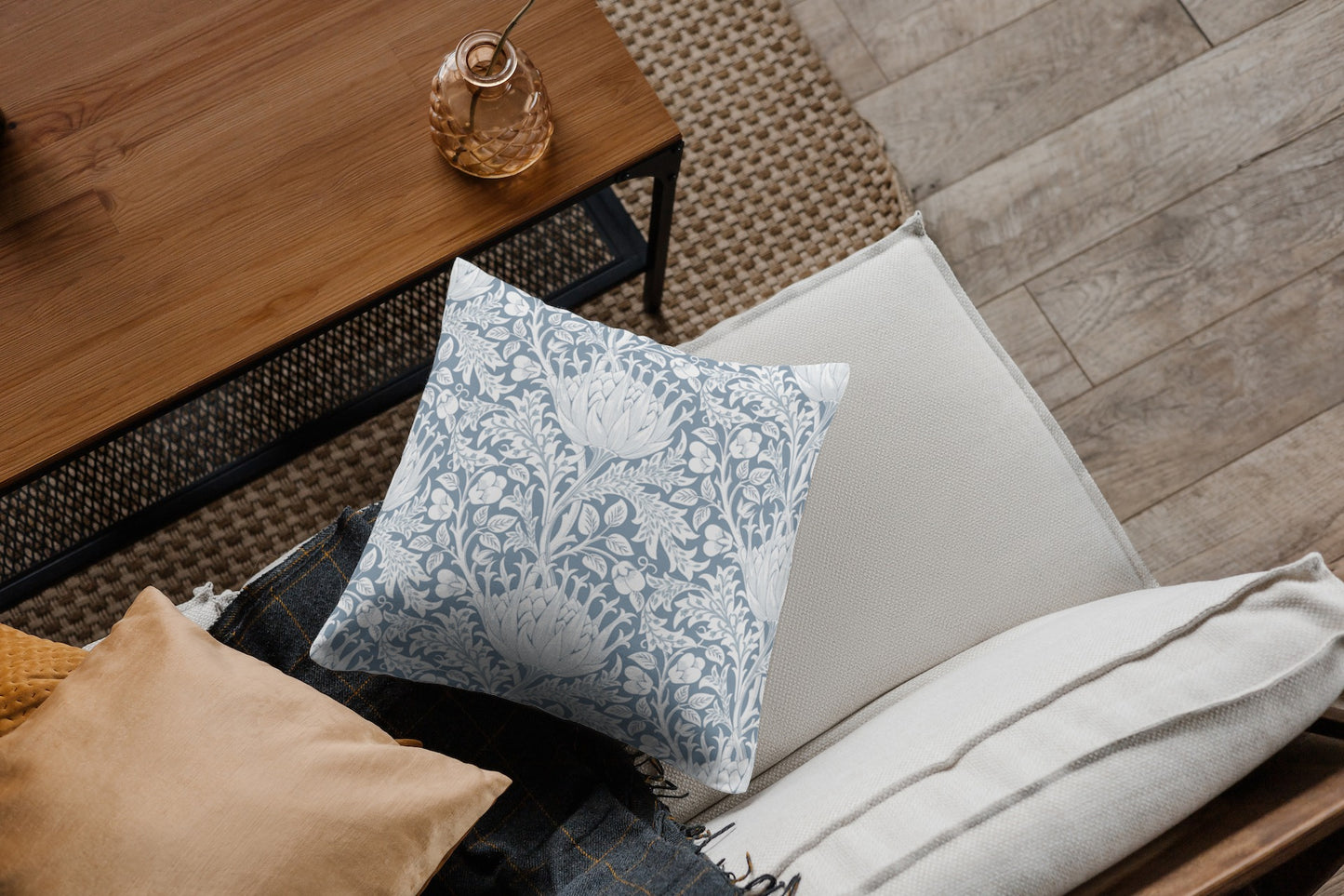 Provence Outdoor Pillows William Morris Artichoke Blue White