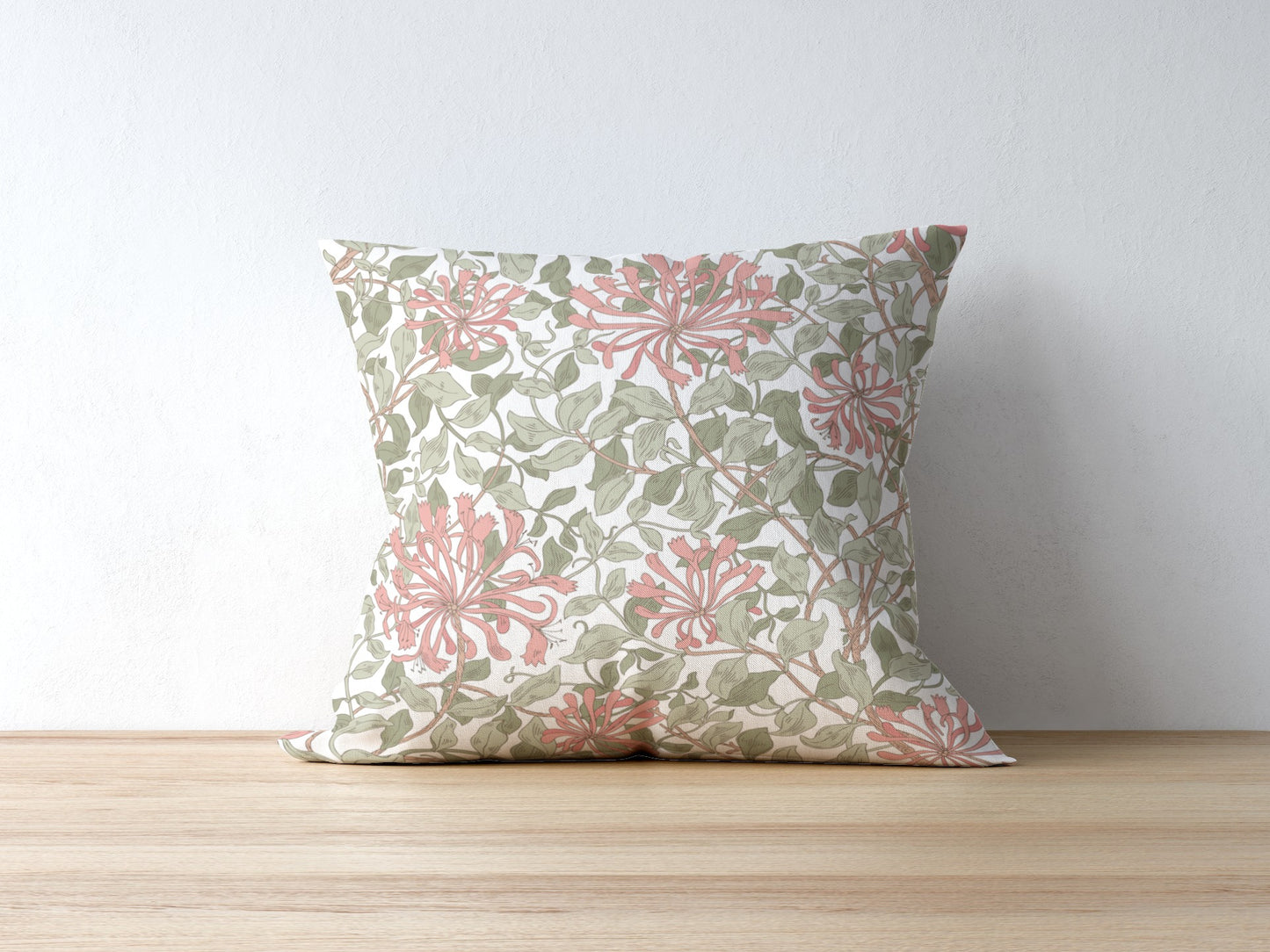 Honeysuckle Outdoor Pillow William Morris Soft Green Pink