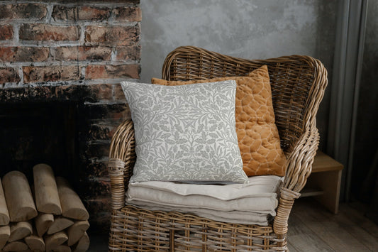 Acorn Outdoor Pillow William Morris Grey White