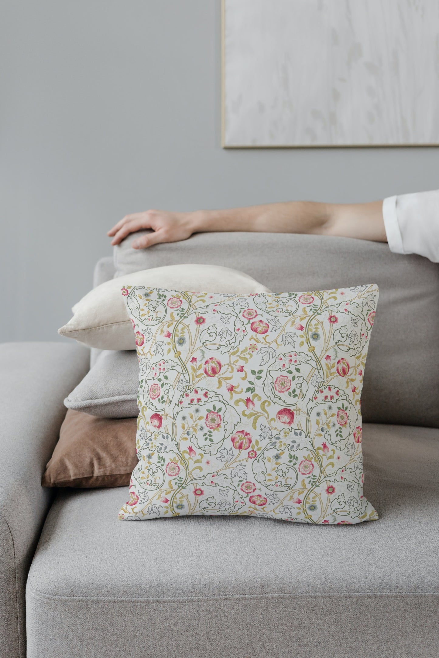 Mary Isobel Outdoor Pillow William Morris Rose Pink Ivory