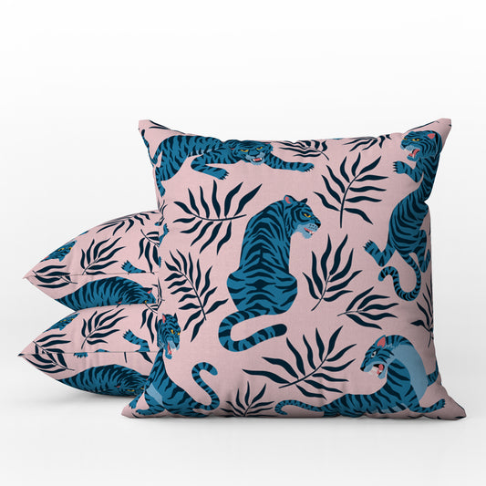 Wild Tiger Outdoor Pillows Pink Jungle